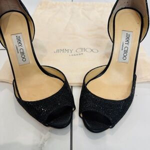 Jimmy Choo Black Glitter Heels